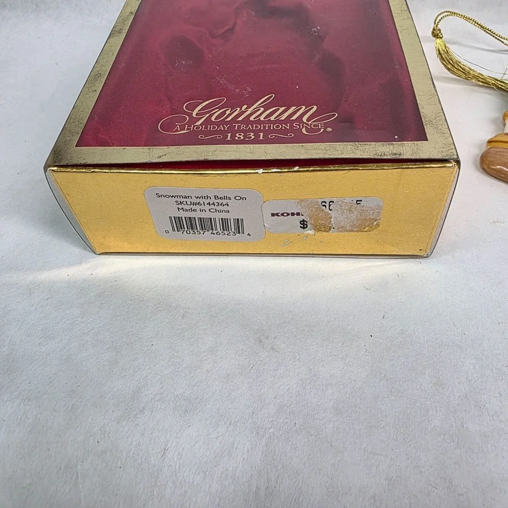 Gorham‎ Snowman Ornament With Bells & Gold Cord #6144364